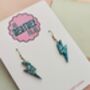 Small Blue And Silver Glitter Lightning Bolt Earrings / Midnight Storm Jewellery Galactic Sparkle /Bowie Inspired Jewellery, thumbnail 3 of 5