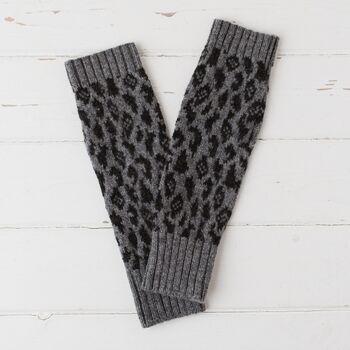Leopard Lambswool Knitted Wrist Warmers, 8 of 12