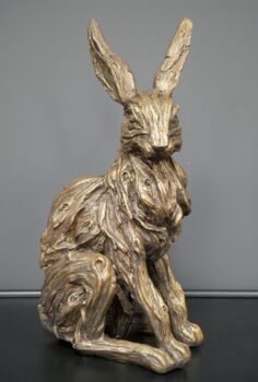 Gold Sitting Hare Figurine – Lifelike Ornament, 4 of 4