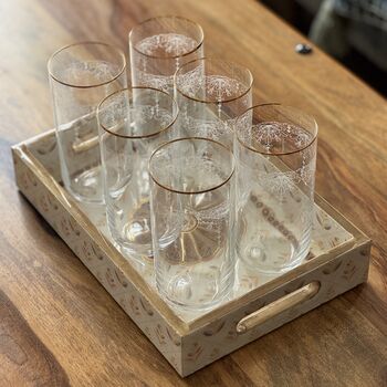 Luxury Wood Lacquer Coated Serving Tray, Indian Printed Serveware, 4 of 12