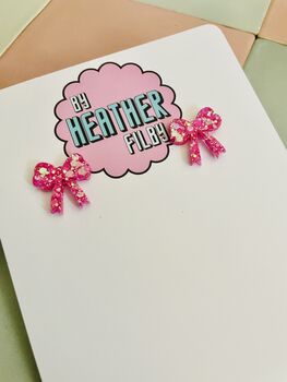 Bow Statement Stud Glitter Earrings, 7 of 10