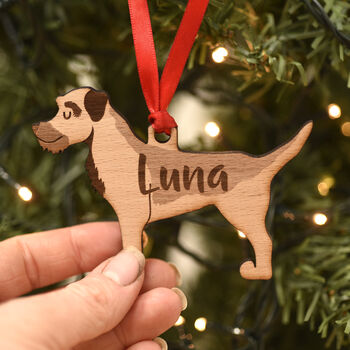 Border Terrier Personalised Dog Wooden Decoration, 7 of 7