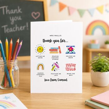 Thank You Teacher Card Personalised, 3 of 6