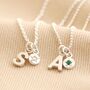 Personalised Silver Initial And Birthstone Necklace, thumbnail 2 of 8