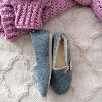 Felt Ballerina Slippers With Pink Details, 5 of 8