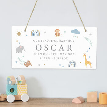 Personalised Safari Animals Wooden Sign, 2 of 4