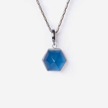 Blue Chalcedony Dome Silver Charm Clip On Pendant, 2 of 7