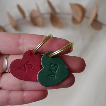 Mini Personalised Leather Heart Keyring, 2 of 9
