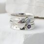 Hammered Sterling Silver Spinner Ring With Amethyst And Moonstone, thumbnail 1 of 4