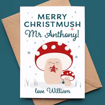 Teacher Christmas Card With Cute Toadstools, 3 of 3