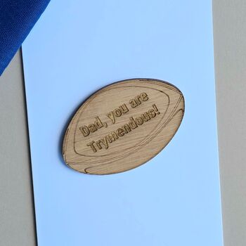 'Dad, You Are Trymendous!' Rugby Ball Token And Card, 2 of 2
