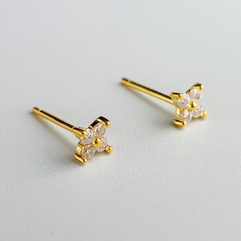 Sterling Silver Tiny Crystal Stud Earrings, 3 of 8