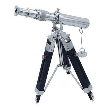 Personalised Chrome Telescope With Black Wooden Tripod, 6 of 11
