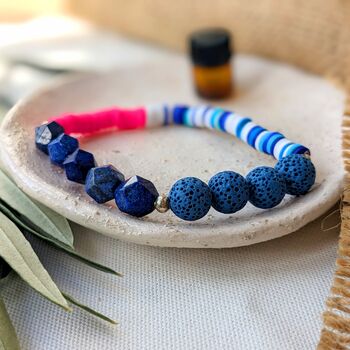 Lapis Lazuli And Lava Beads Aromatherapy Diffuser Bracelet And Essential Oil Roller Gift Set, 5 of 7