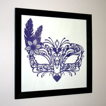 Purple Venetian Mask Inspired Papercut, 2 of 3