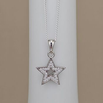 Personalised Sterling Silver Cz Star Charm Necklace, 4 of 5