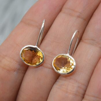 Citrine Earrings: Dangle Drop, Silver Or Gold, November Birthstone, 8 of 9