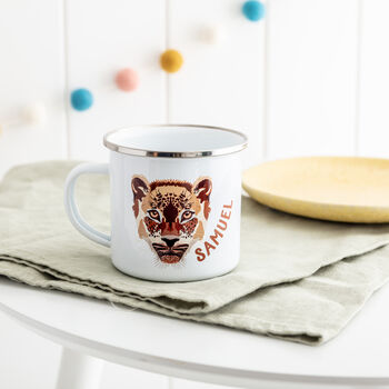 Personalised Children's Grizzly Bear Face Enamel Mug, 5 of 7