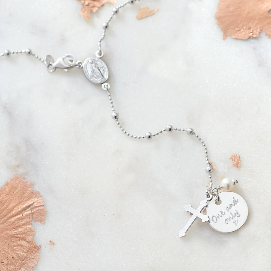 Personalised Rose Gold Or Silver Rosary Necklace By Hurleyburley ...