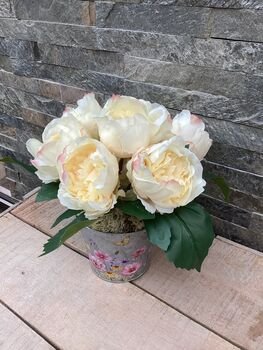 Cream Peony Artificial Silk Flower Arrangement Mothers Day Gift, 3 of 6