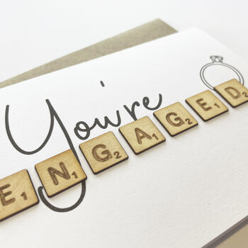 You're Engaged Wooden Tiles Card, 2 of 2