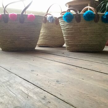 Large Shopping Handmade Bag || Pom Poms Of Your Choice, 7 of 11