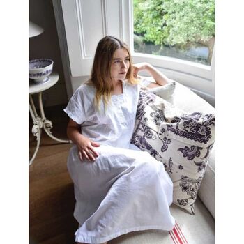 Ladies White Nightdress With Embroidered Yoke 'Serena', 4 of 6
