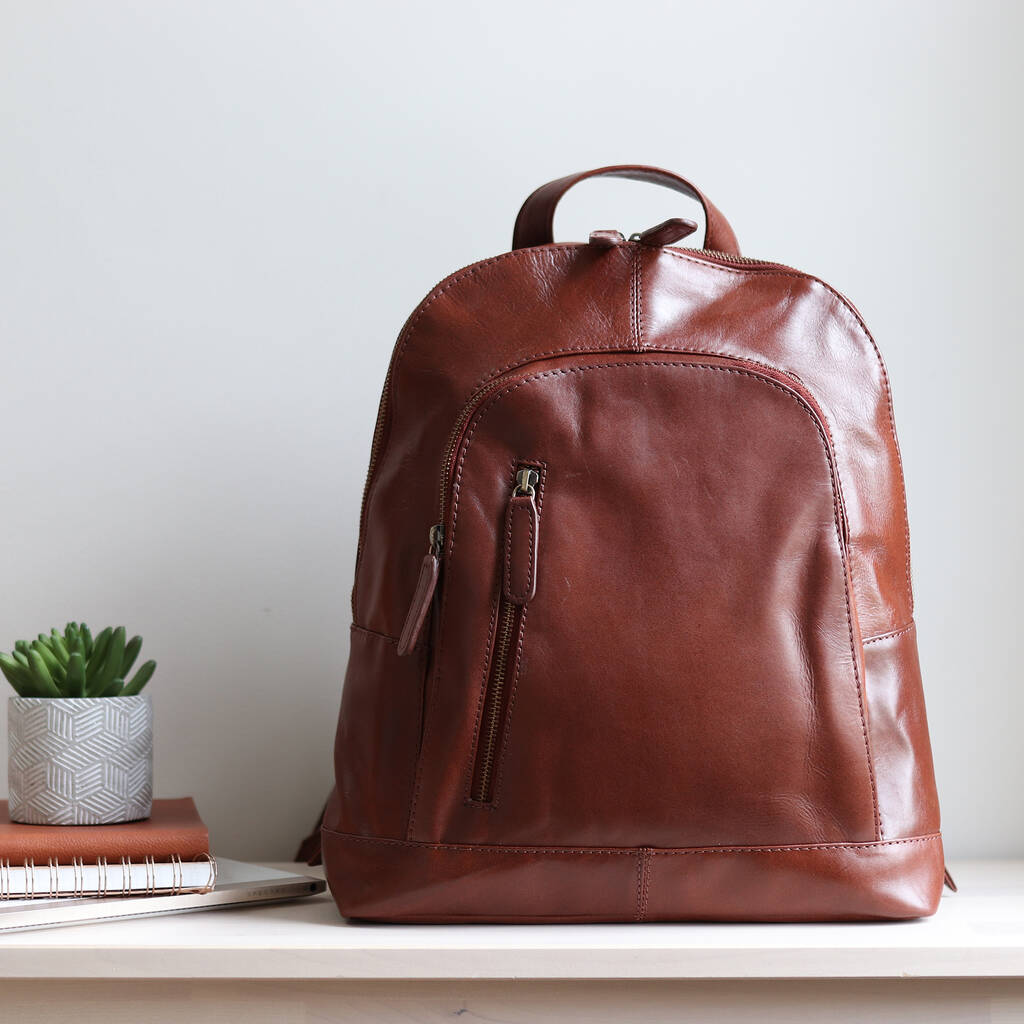Vintage Style Leather Backpack, Tan, 1 of 5