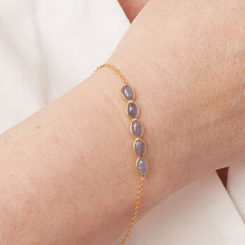 Tanzanite Bar Bracelet With Trace Chain, 3 of 12