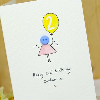 Personalised Handmade Button Balloon Birthday Card, 4 of 7