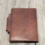 Personalised A5 Luxury Leather Journal Notebook Cover. Spanish Brown, thumbnail 9 of 12