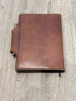 Personalised A5 Luxury Leather Journal Notebook Cover. Spanish Brown, 9 of 12