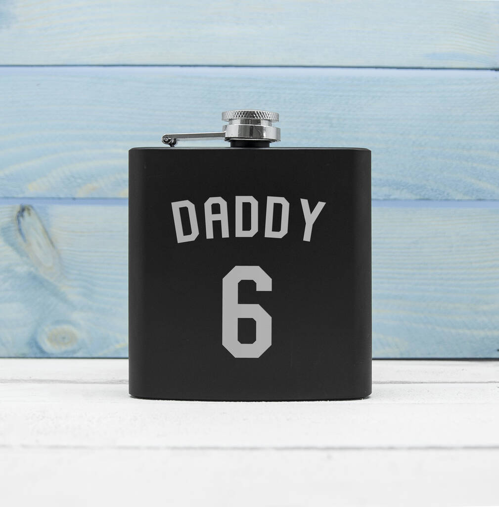 Personalised Football Shirt Matte Black Hip Flask By JUNGLEY