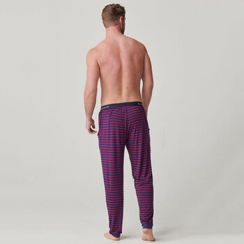 Men's Bamboo Pyjama Trousers Wine And Navy Stripe, 3 of 3