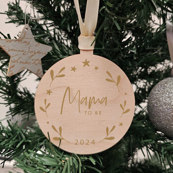 Personalised Mummy To Be Wooden Christmas Bauble, 2 of 4