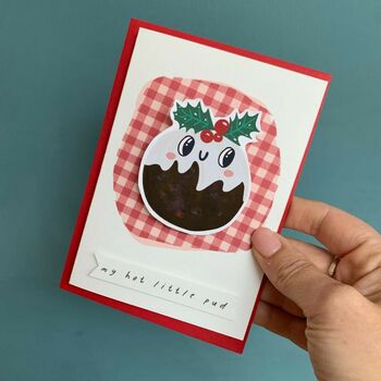 'My Little Pud' Wobbling Christmas Card, 2 of 5