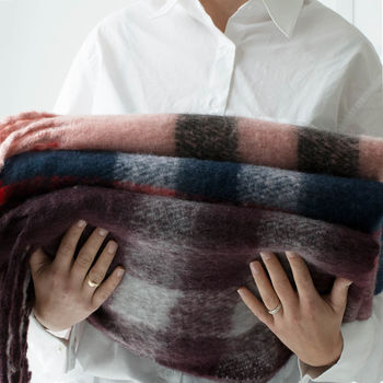 Personalised Chunky Knit Check Blanket Scarf, 2 of 11