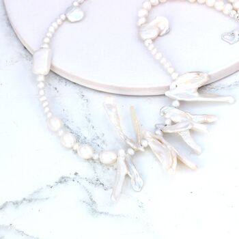 Mismatched White Freshwater Pearl Necklace, 5 of 11