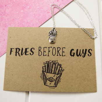 'Fries Before Guys' Anti Valentines Day Necklace, 5 of 6