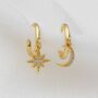 Gold Or Silver Eid Star And Moon Hoop Earrings, thumbnail 2 of 9