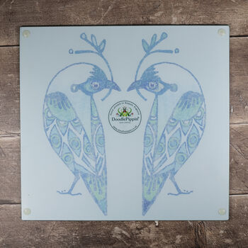 Lovebirds Aqua Turquoise Worktop Protector Cutting Board, 4 of 9