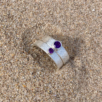 Amethyst February Birthstone Ring Textured Sterling Silver, 5 of 11