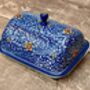 Handpainted Blue Swirl Patterned Butter Dish, thumbnail 1 of 5