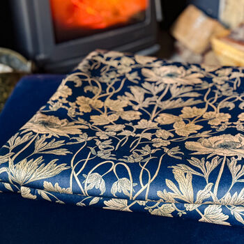 Luxury Super Soft Sherpa Throw Blanket Summer Navy Floral Design, 5 of 6