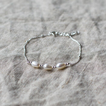 Sterling Silver And Trio Pearl Bracelet, 4 of 8