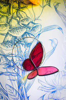 Cathedral Rose Pink Butterfly Stained Glass, 3 of 7