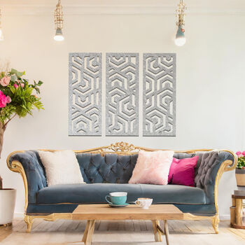 Metal Geometric Abstract Wall Art Set For Modern Living Room Decor, 9 of 10