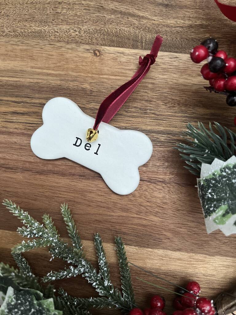 Personalised Clay Dog Christmas Decoration, 1 of 3