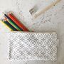 Meryam Pencil Case, Geometric Grey Pattern, thumbnail 2 of 2