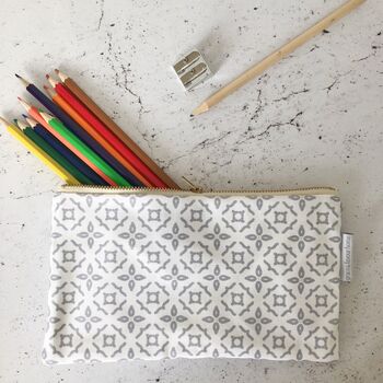 Meryam Pencil Case, Geometric Grey Pattern, 2 of 2